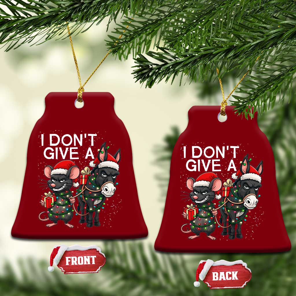 Funny Christmas I Dont Give a Rats Ass Ceramic Ornament Donkey And Mouse Xmas Holiday TS11 Print Your Wear
