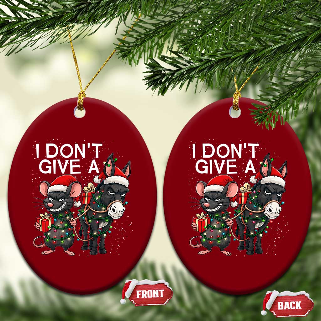 Funny Christmas I Dont Give a Rats Ass Ceramic Ornament Donkey And Mouse Xmas Holiday TS11 Print Your Wear