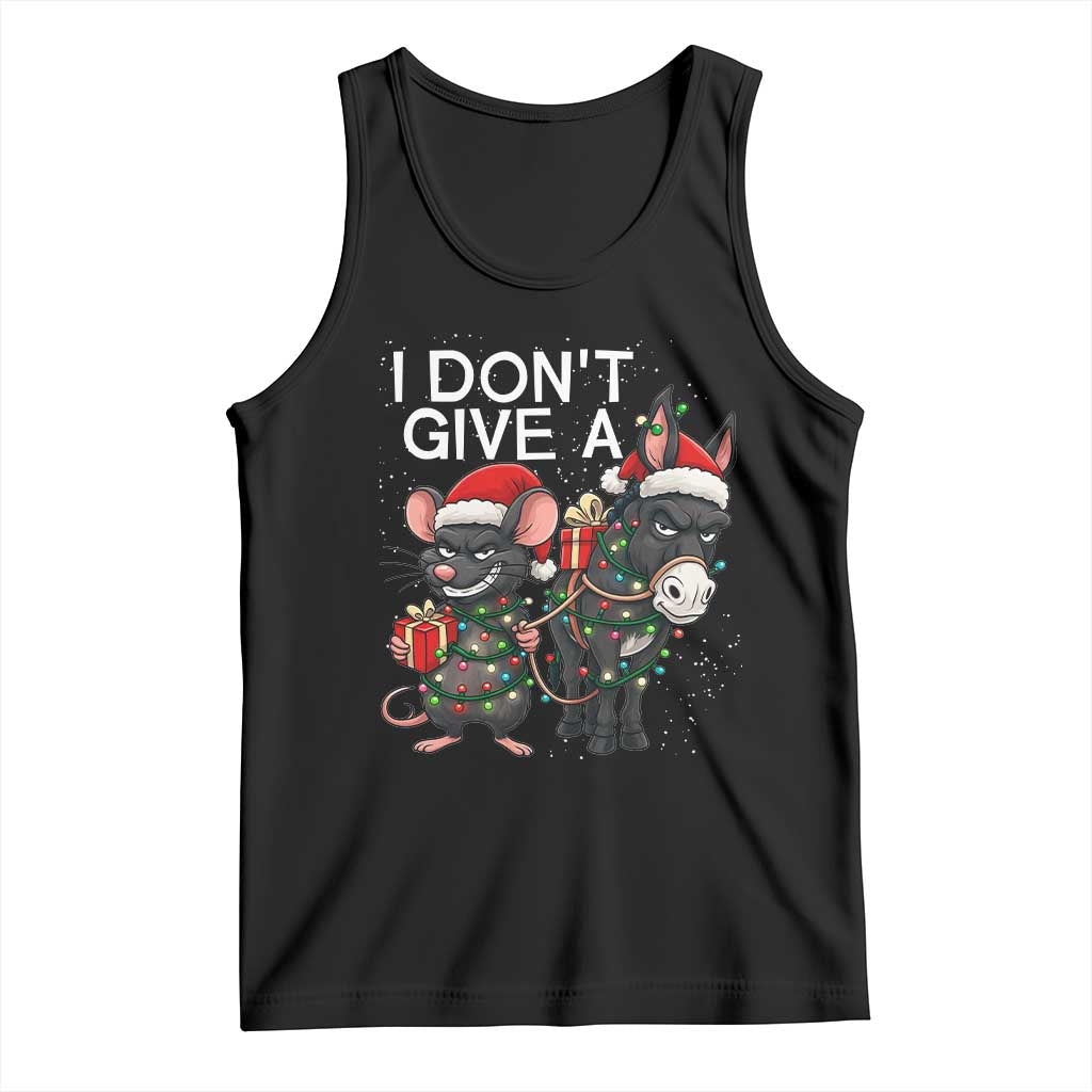 Funny Christmas I Dont Give a Rats Ass Tank Top Donkey And Mouse Xmas Holiday TS11 Black Print Your Wear