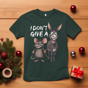 Funny I Dont Give a Rats Ass T Shirt Donkey And Mouse Meme TS11 Dark Forest Green Print Your Wear