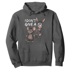 Funny I Dont Give a Rats Ass Hoodie Donkey And Mouse Meme TS11 Dark Heather Print Your Wear