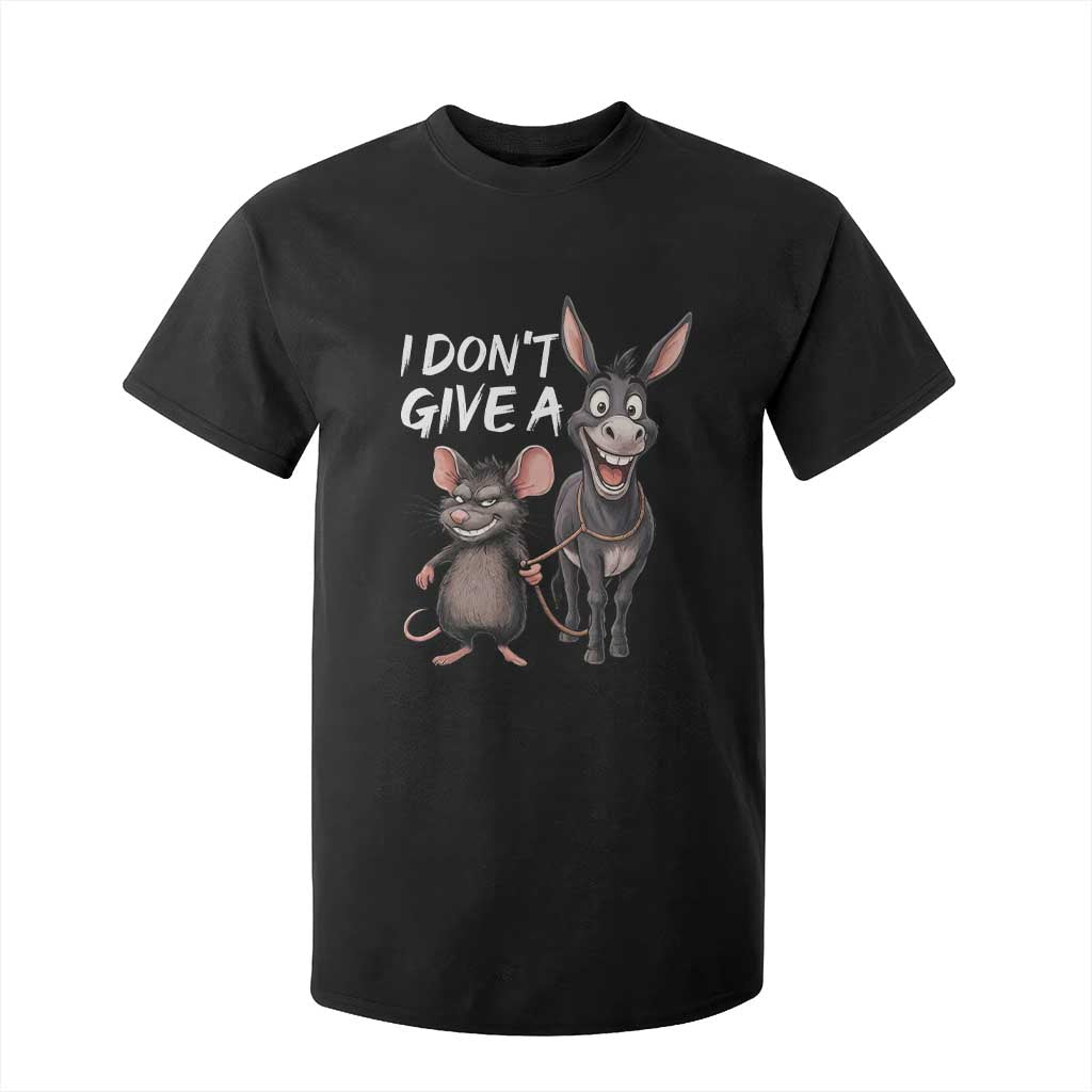 Funny I Dont Give a Rats Ass T Shirt For Kid Donkey And Mouse Meme TS11 Black Print Your Wear