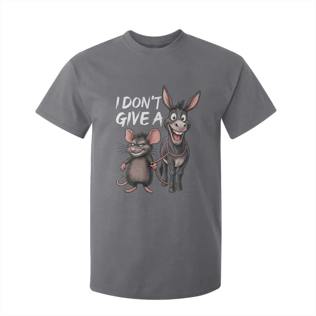 Funny I Dont Give a Rats Ass T Shirt For Kid Donkey And Mouse Meme TS11 Charcoal Print Your Wear