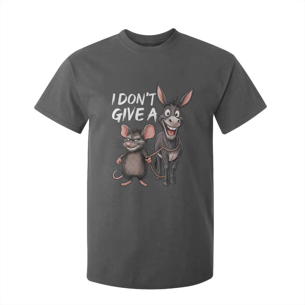 Funny I Dont Give a Rats Ass T Shirt For Kid Donkey And Mouse Meme TS11 Dark Heather Print Your Wear