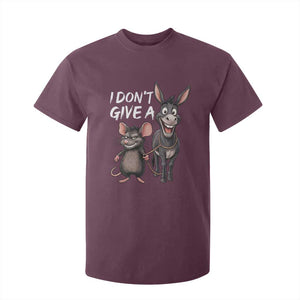Funny I Dont Give a Rats Ass T Shirt For Kid Donkey And Mouse Meme TS11 Maroon Print Your Wear