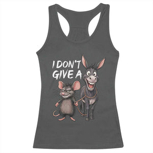 Funny I Dont Give a Rats Ass Racerback Tank Top Donkey And Mouse Meme TS11 Dark Heather Print Your Wear