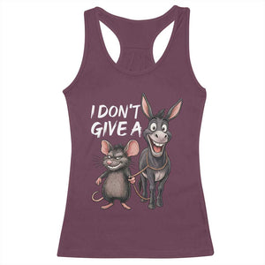 Funny I Dont Give a Rats Ass Racerback Tank Top Donkey And Mouse Meme TS11 Maroon Print Your Wear