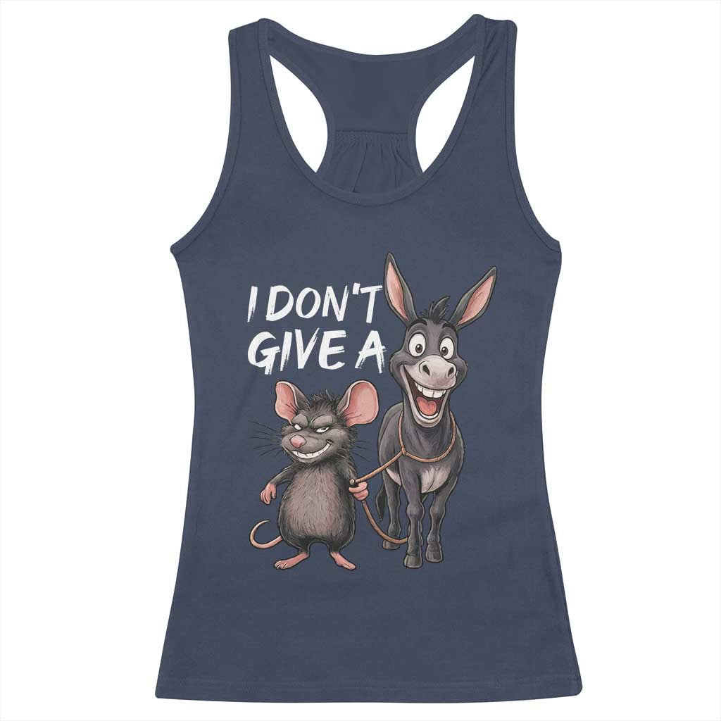 Funny I Dont Give a Rats Ass Racerback Tank Top Donkey And Mouse Meme TS11 Navy Print Your Wear