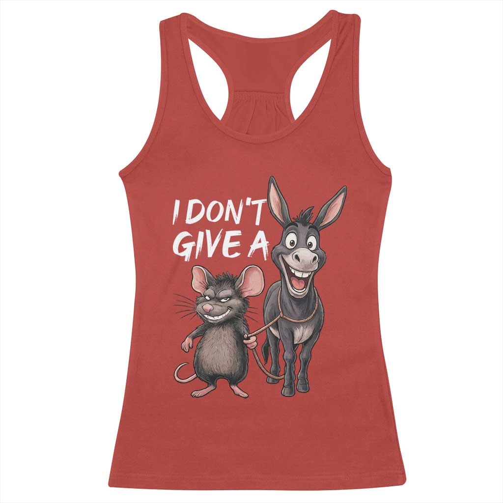 Funny I Dont Give a Rats Ass Racerback Tank Top Donkey And Mouse Meme TS11 Red Print Your Wear