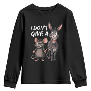 Funny I Dont Give a Rats Ass Youth Sweatshirt Donkey And Mouse Meme TS11 Black Print Your Wear