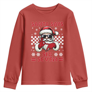 67 Christmas Youth Sweatshirt Funny Santa Says Six Seven Meme Gen Alpha Slang TS11 Red Print Your Wear