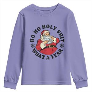 Ho Ho Holy Shit What A Year Youth Sweatshirt Funny Christmas Santa TS11 Violet Print Your Wear