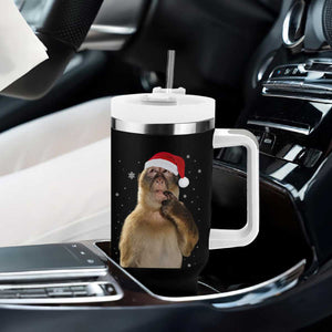 Christmas Thinking Monkey Meme Humor Brainrot Tumbler With Handle TS11 Print Your Wear