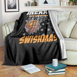 Funny Christmas Basketball Throw Blanket Merry Swishmas Xmas Swish Technique TS11 Print Your Wear
