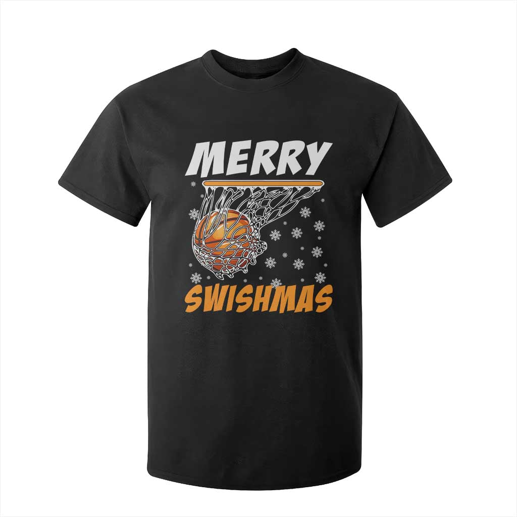 Funny Christmas Basketball T Shirt For Kid Merry Swishmas Xmas Swish Technique TS11 Black Print Your Wear