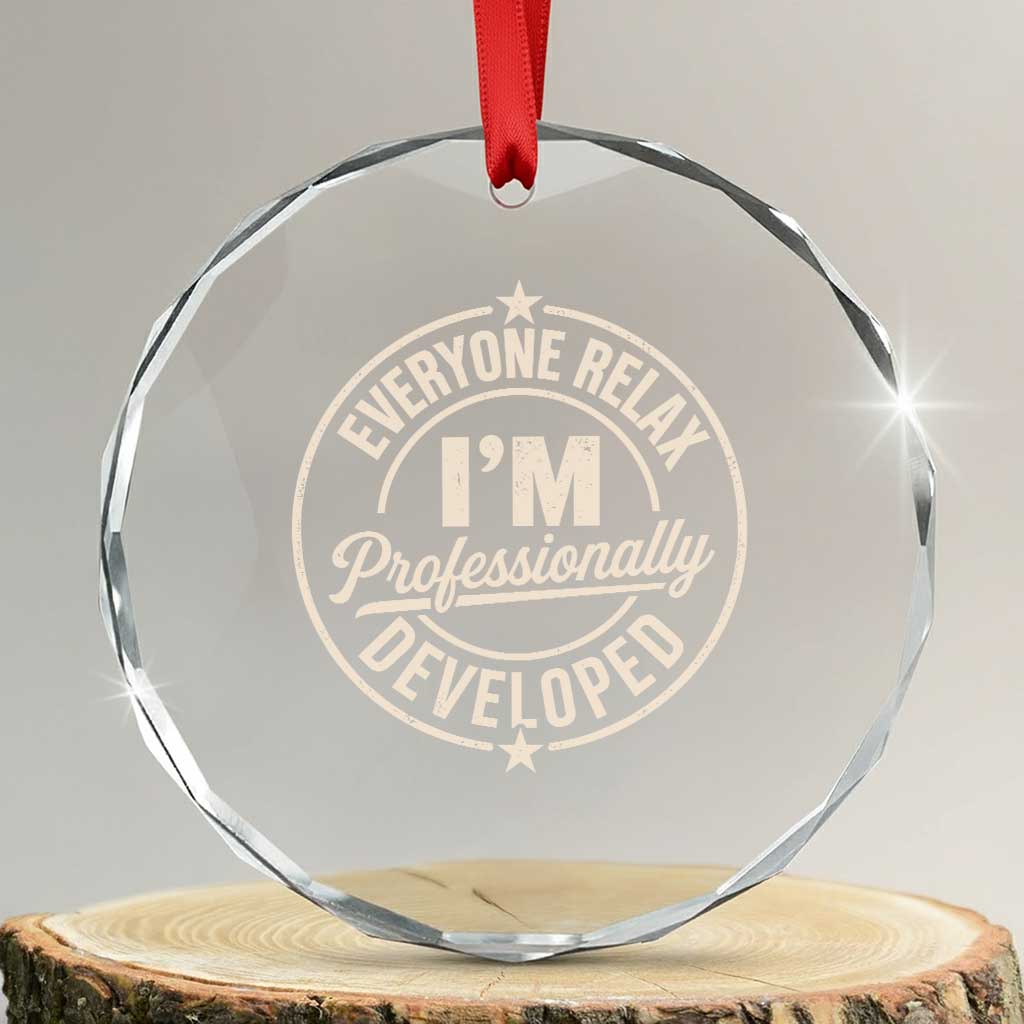 Funny Everyone Relax I Am Professionally Developed Crystal Glass Ornament