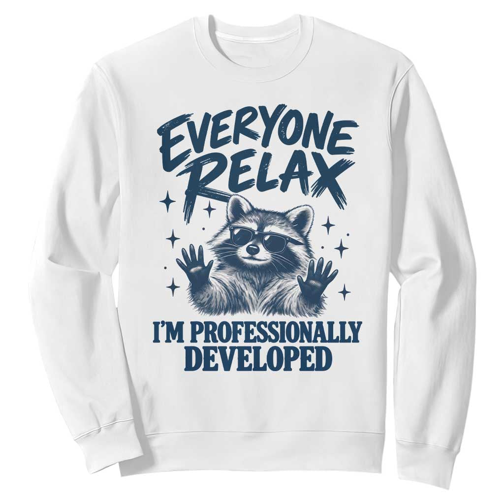 Everyone Relax I Am Professionally Developed Funny Raccoon Work Office Sweatshirt