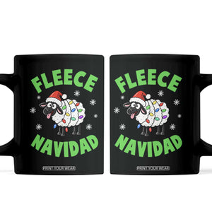 Fleece Navidad Funny Sheep Christmas Coffee Mug Festive Lamp Pun Farm Animals
