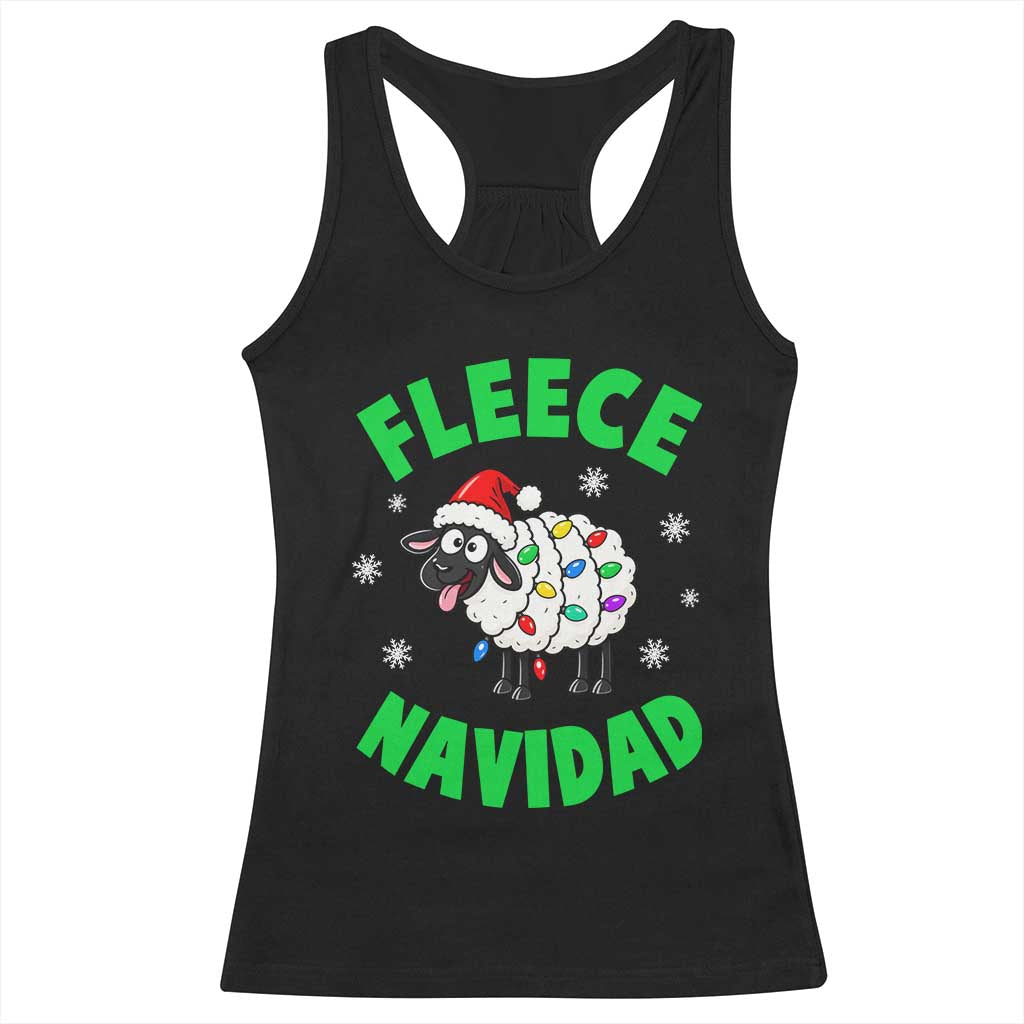 Fleece Navidad Funny Sheep Christmas Racerback Tank Top Festive Lamp Pun Farm Animals