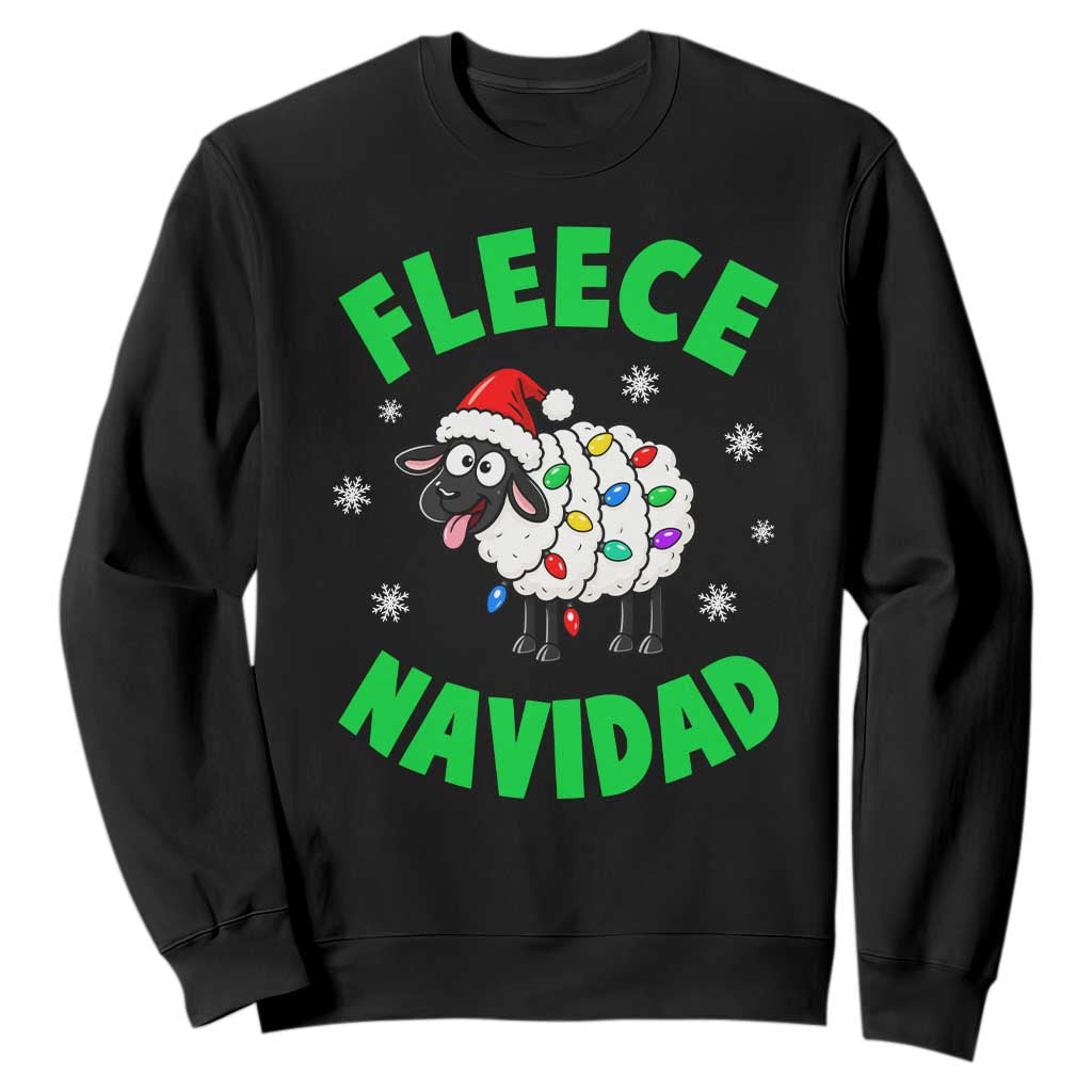 Fleece Navidad Funny Sheep Christmas Sweatshirt Festive Lamp Pun Farm Animals