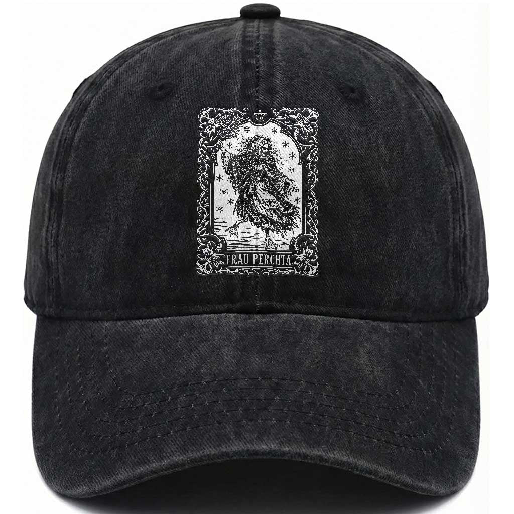 Frau Perchta Christmas Witch Washed Cotton Baseball Cap Gothic Horror Folklore Alpine Pagan Xmas Holiday