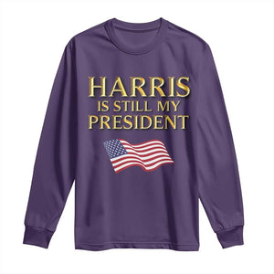 Kamala Supporter 2024 Long Sleeve Shirt Harris Is Still My President American Flag US Election TS11 Purple Print Your Wear