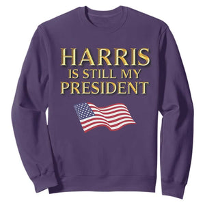 Kamala Supporter 2024 Sweatshirt Harris Is Still My President American Flag US Election TS11 Purple Print Your Wear