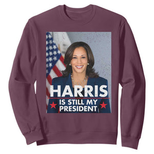 Kamala Supporter 2024 Sweatshirt Harris Is Still My President American Flag TS11 Maroon Print Your Wear