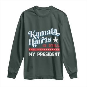 Harris Is Still My President Long Sleeve Shirt Vintage Star TS11 Dark Forest Green Print Your Wear