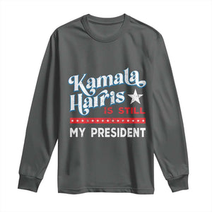 Harris Is Still My President Long Sleeve Shirt Vintage Star TS11 Dark Heather Print Your Wear