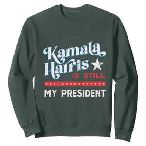 Harris Is Still My President Sweatshirt Vintage Star TS11 Dark Forest Green Print Your Wear