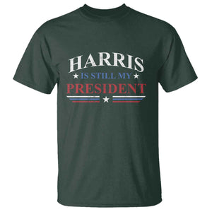 Harris Is Still My President T Shirt Star Striped TS11 Dark Forest Green Print Your Wear