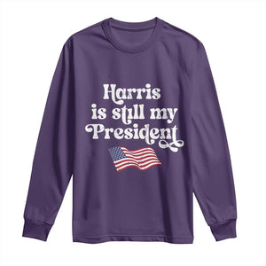 Harris Is Still My President Long Sleeve Shirt Vintage American Flag TS11 Purple Print Your Wear