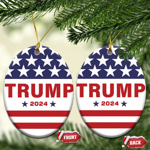 Trump 2024 American Flag Star Christmas Ornament TS11 Oval White Print Your Wear