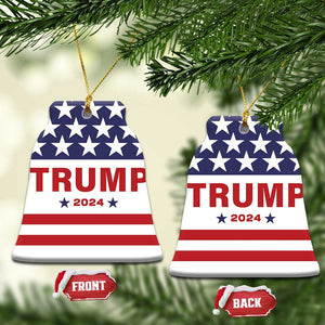 Trump 2024 American Flag Star Christmas Ornament TS11 Bell Flake White Print Your Wear