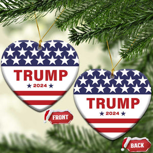 Trump 2024 American Flag Star Christmas Ornament TS11 Heart White Print Your Wear