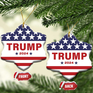 Trump 2024 American Flag Star Christmas Ornament TS11 Snow Flake White Print Your Wear