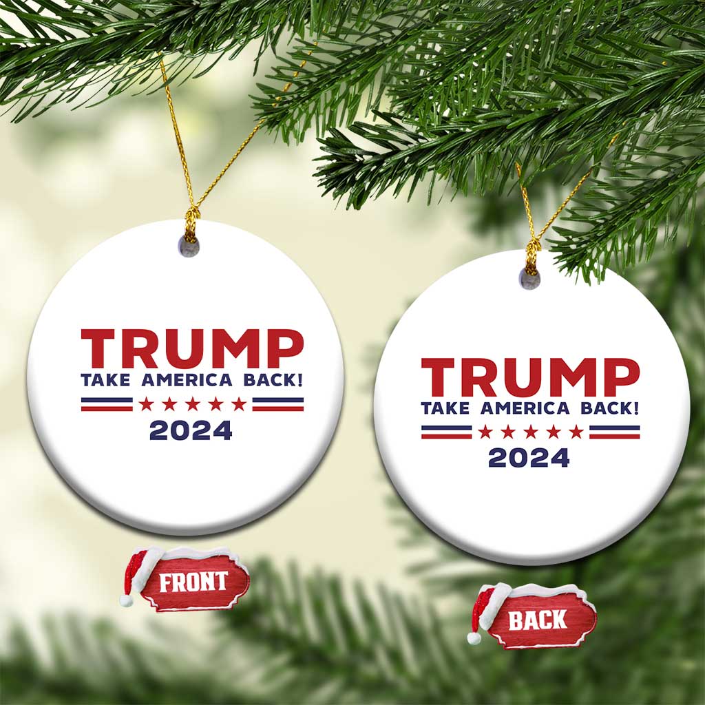 Trump Take America Back 2024 Star Christmas Ornament TS11 Circle White Print Your Wear