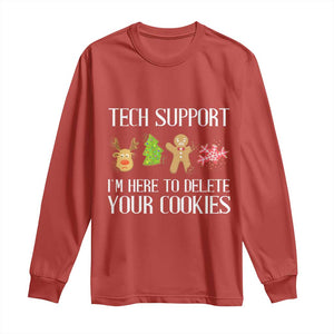 Funny Tech Support Christmas Long Sleeve Shirt I'm Here To Delete Your Cookies Gingerbread TS11 Red Print Your Wear