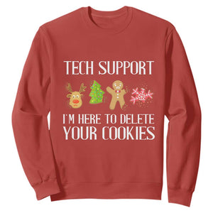 Funny Tech Support Christmas Sweatshirt I'm Here To Delete Your Cookies Gingerbread TS11 Red Print Your Wear