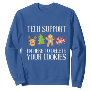 Funny Tech Support Christmas Sweatshirt I'm Here To Delete Your Cookies Gingerbread TS11 Royal Blue Print Your Wear