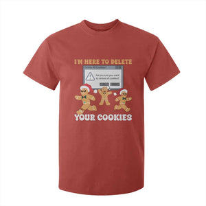 Funny Christmas Gingerbread T Shirt For Kid I'm Here To Delete Your Cookies Santa TS11 Red Print Your Wear