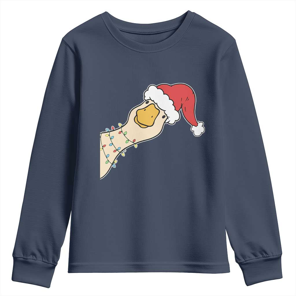 Funny Christmas Silly Goose Festive Holiday Youth Sweatshirt TS11 Navy Print Your Wear