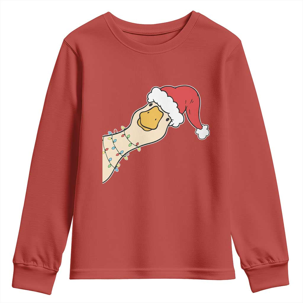 Funny Christmas Silly Goose Festive Holiday Youth Sweatshirt TS11 Red Print Your Wear