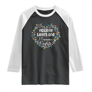 Holiday Lights And Human Rights Christmas Activism Raglan Shirt TS11 Black White Print Your Wear