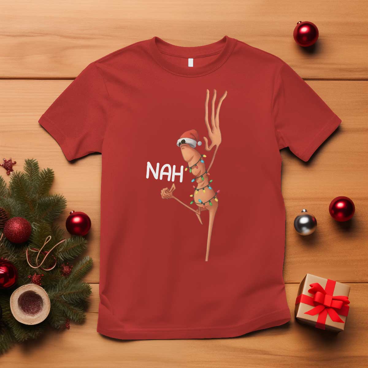 Funny Marcus The Worm Christmas Nah T Shirt TS11 Red Print Your Wear