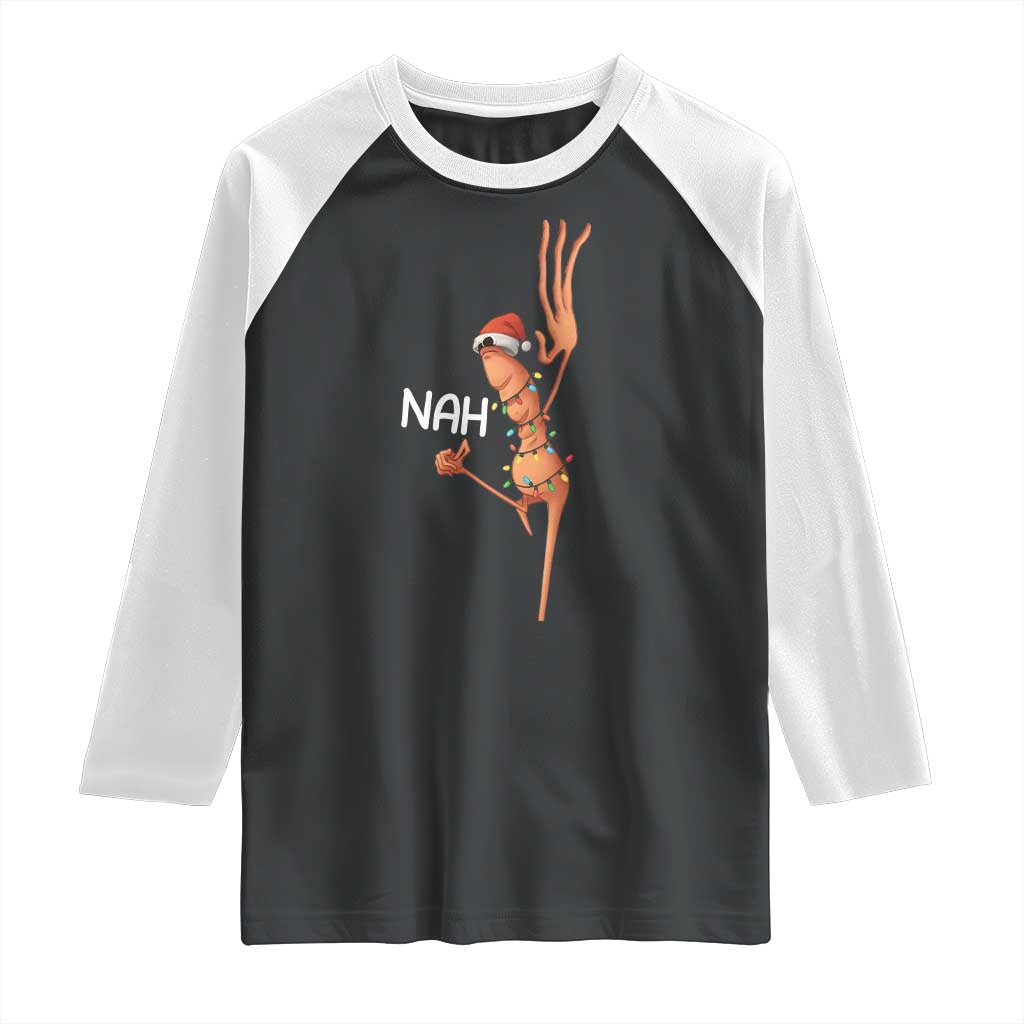 Funny Marcus The Worm Christmas Nah Raglan Shirt TS11 Black White Print Your Wear
