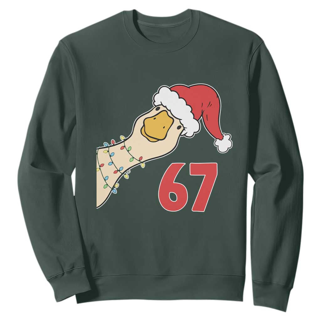 Funny Christmas Silly Goose 67 Meme Festive Holiday Sweatshirt TS11 Dark Forest Green Print Your Wear