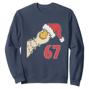 Funny Christmas Silly Goose 67 Meme Festive Holiday Sweatshirt TS11 Navy Print Your Wear