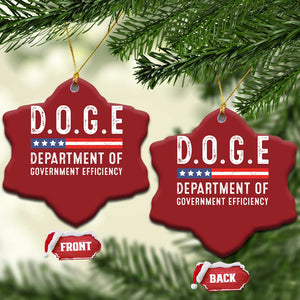 Trump Musk DOGE Christmas Ornament Department Of Government Efficiency Vintage American Flag TS11 Snow Flake Red Print Your Wear